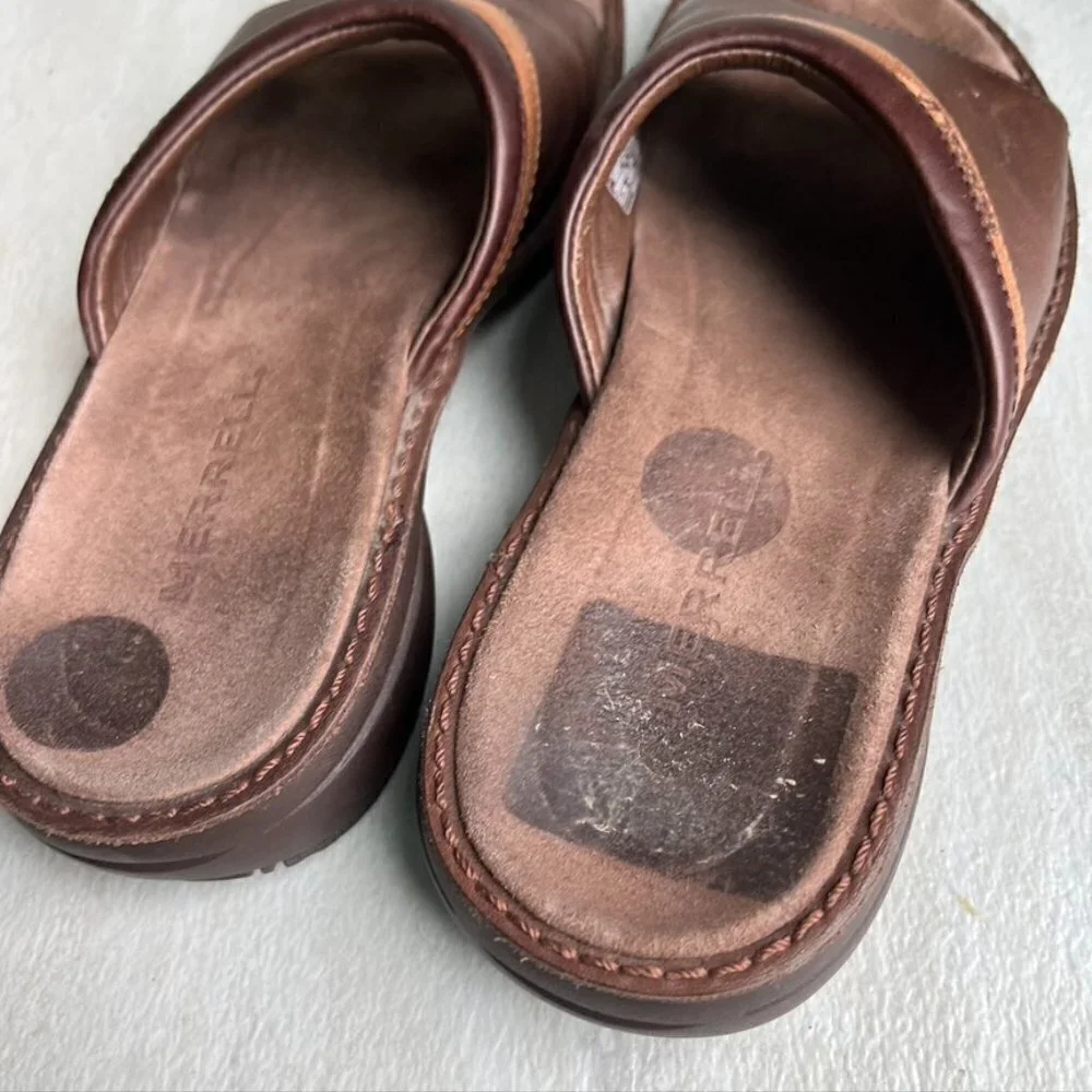 ** Merrell tetra trance sandals brown leather slides Size EU 37 US 6